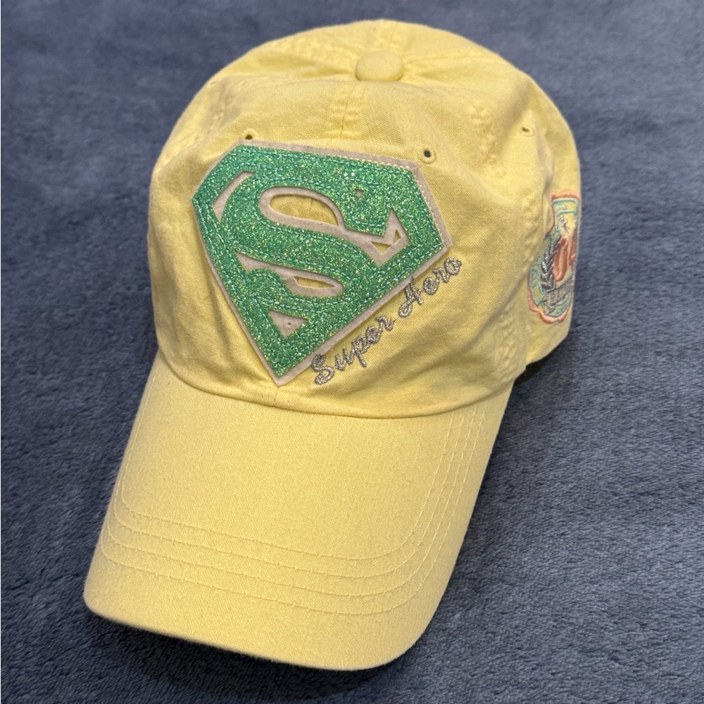 Superhero Light Yellow and Sparkly Seafoam Green Logo Women Cap